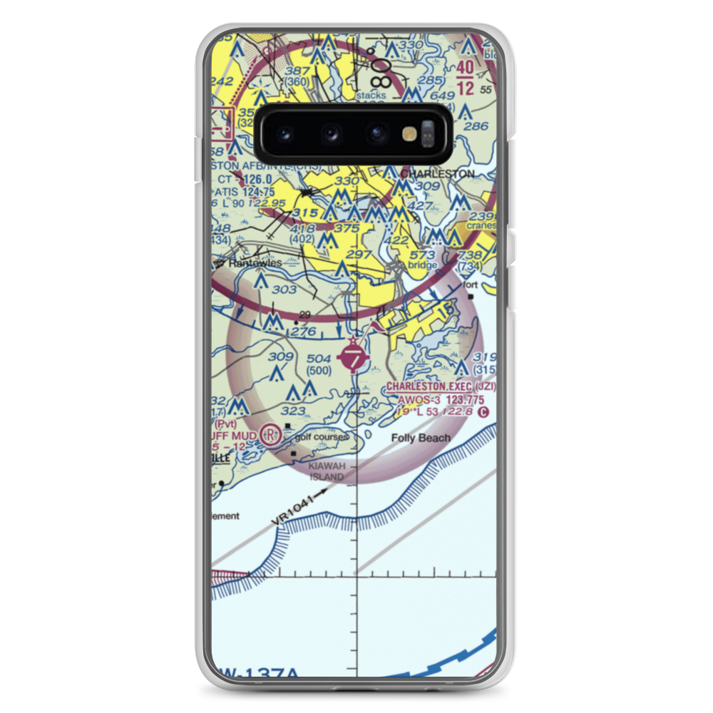 Charleston Executive Airport (JZI) VFR Sectional Samsung Case Samsung Galaxy S10+ model shown