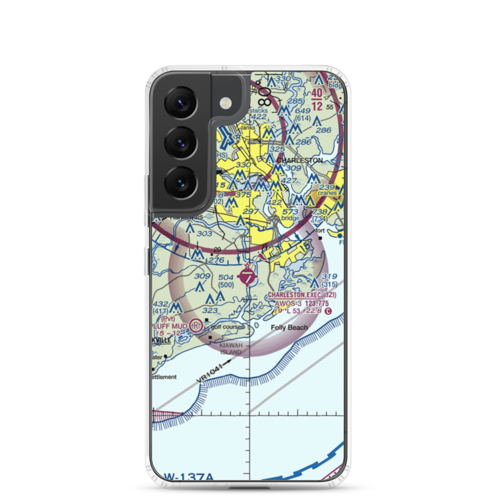 Charleston Executive Airport (JZI) VFR Sectional Samsung Case Samsung Galaxy S22 model shown