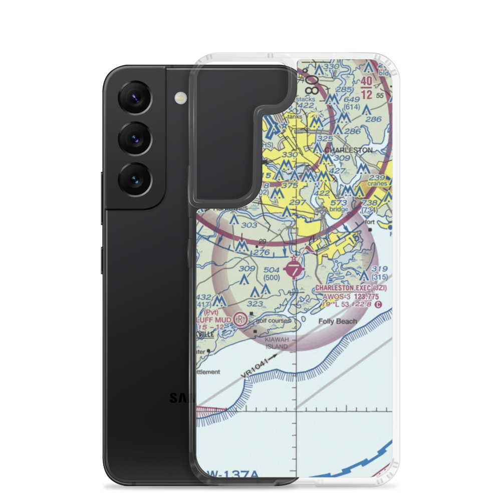 Charleston Executive Airport (JZI) VFR Sectional Samsung Case Samsung Galaxy S22 model shown