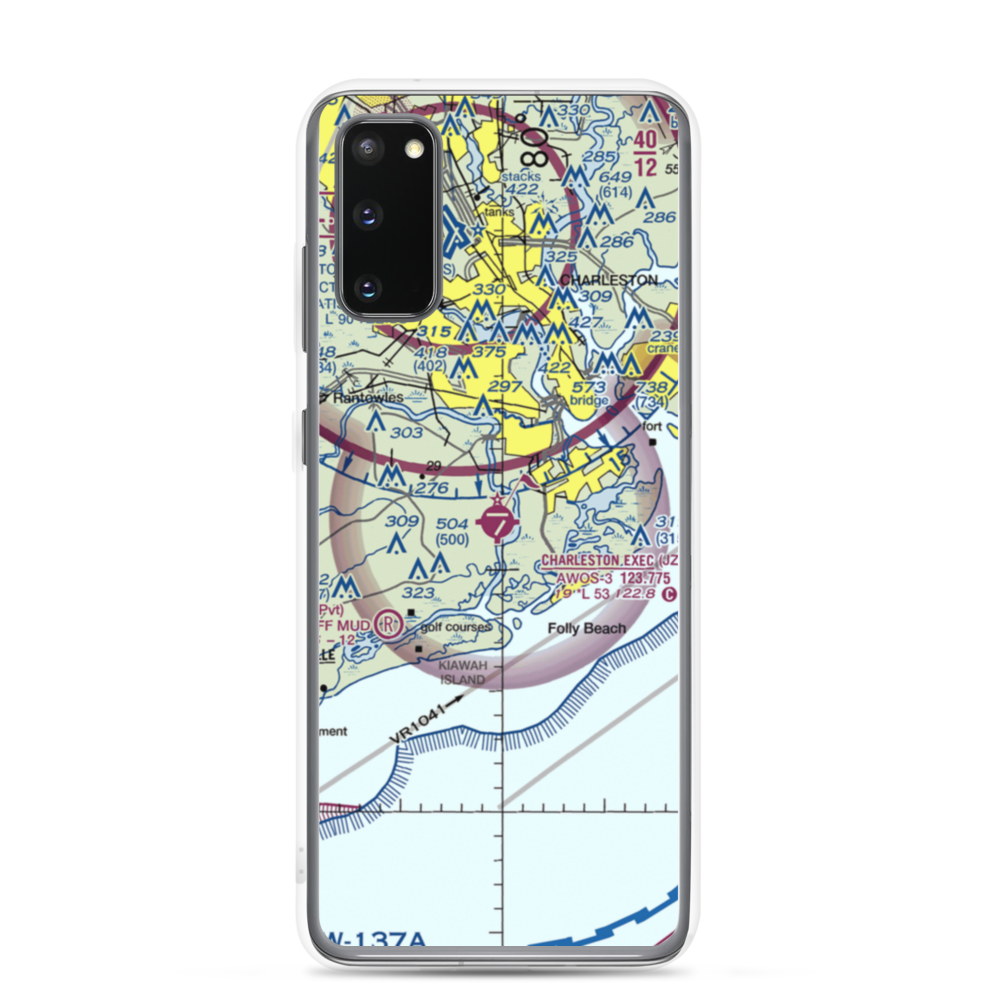 Charleston Executive Airport (JZI) VFR Sectional Samsung Case Samsung Galaxy S20 model shown