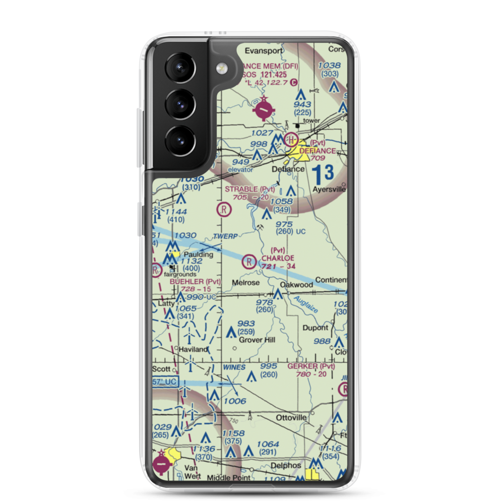 Charloe Airport (53OH) VFR Sectional Samsung Case Samsung Galaxy S21 Plus model shown