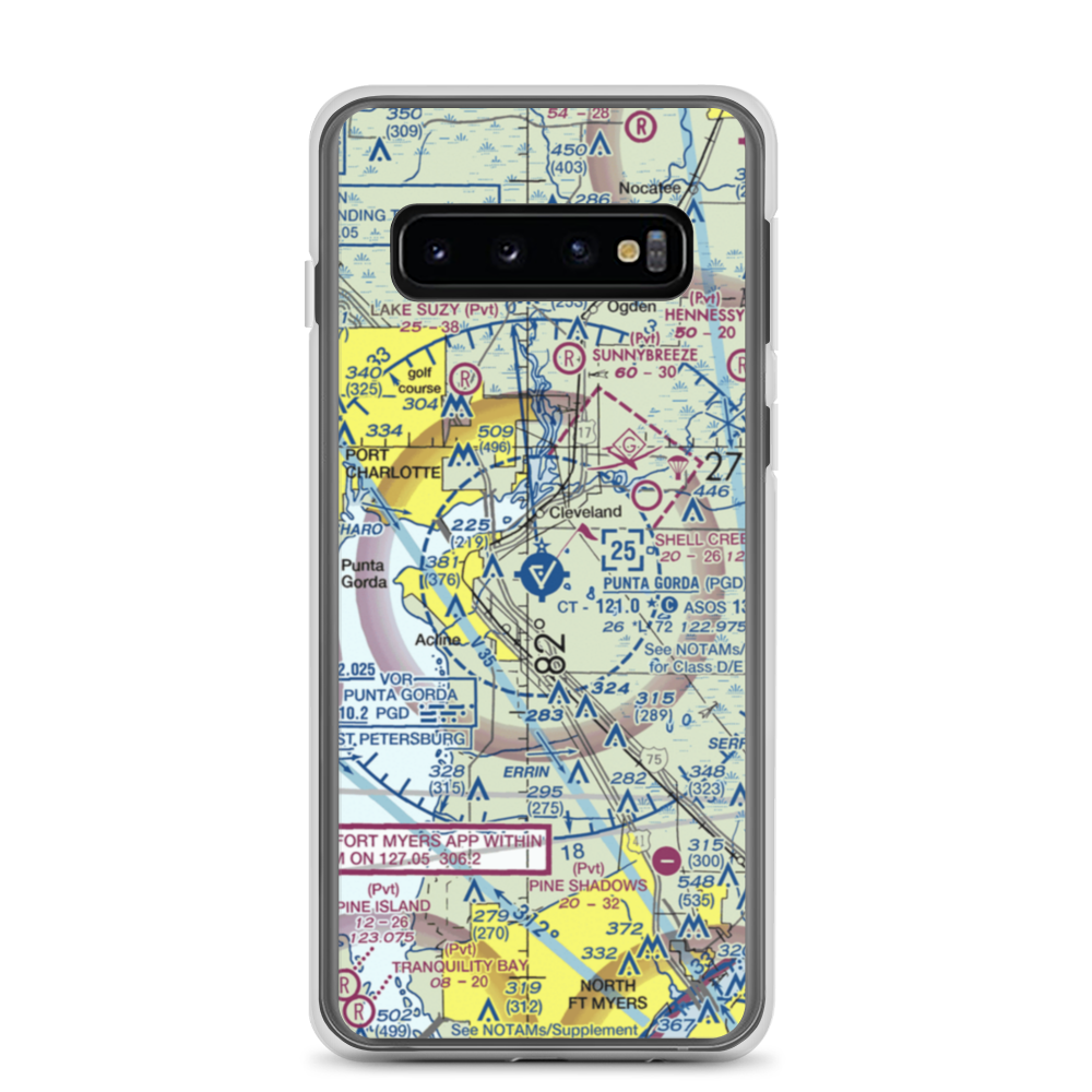 Charlotte County Airport (PGD) VFR Sectional Samsung Case Samsung Galaxy S10 model shown