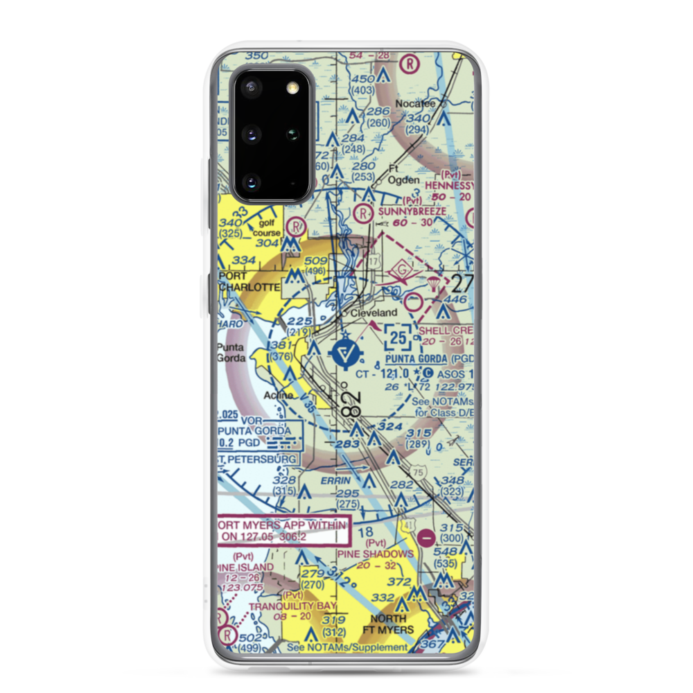 Charlotte County Airport (PGD) VFR Sectional Samsung Case Samsung Galaxy S20 Plus model shown