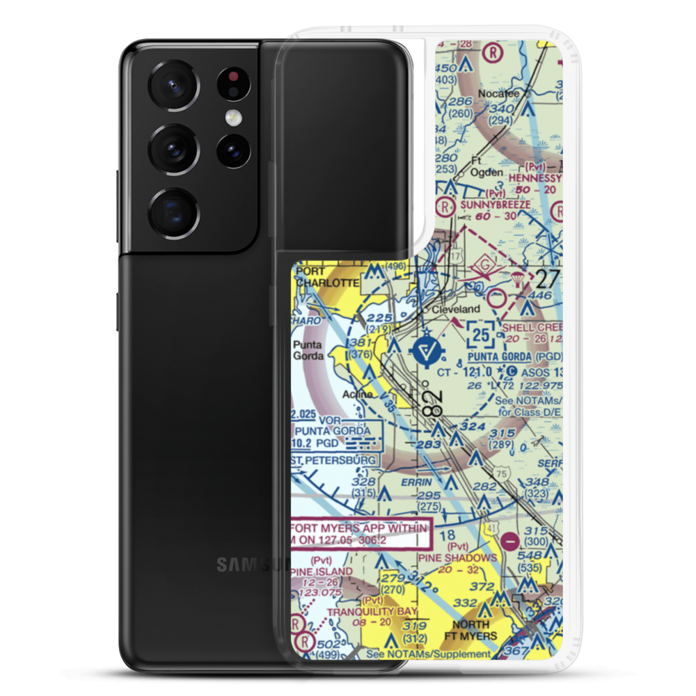 Charlotte County Airport (PGD) VFR Sectional Samsung Case Samsung Galaxy S21 Ultra model shown