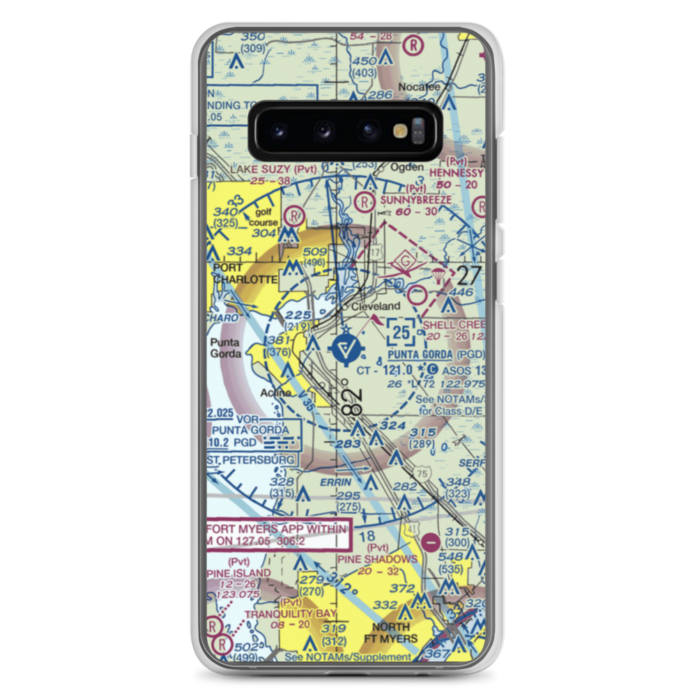 Charlotte County Airport (PGD) VFR Sectional Samsung Case Samsung Galaxy S10+ model shown