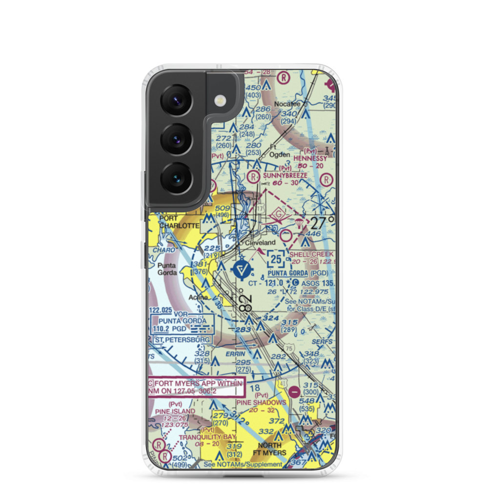 Charlotte County Airport (PGD) VFR Sectional Samsung Case Samsung Galaxy S22 model shown