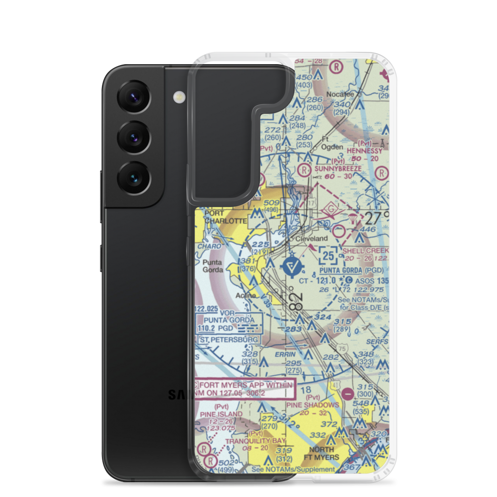 Charlotte County Airport (PGD) VFR Sectional Samsung Case Samsung Galaxy S22 model shown