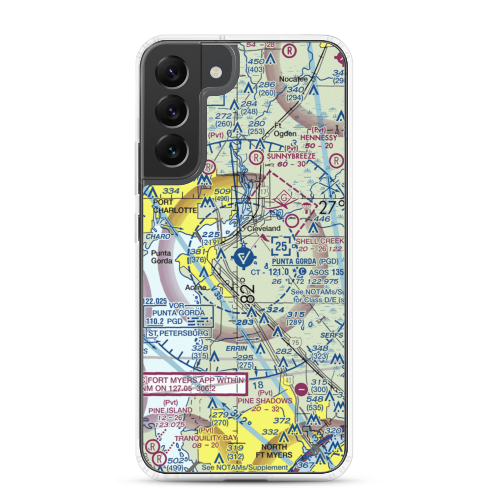 Charlotte County Airport (PGD) VFR Sectional Samsung Case Samsung Galaxy S22 Plus model shown