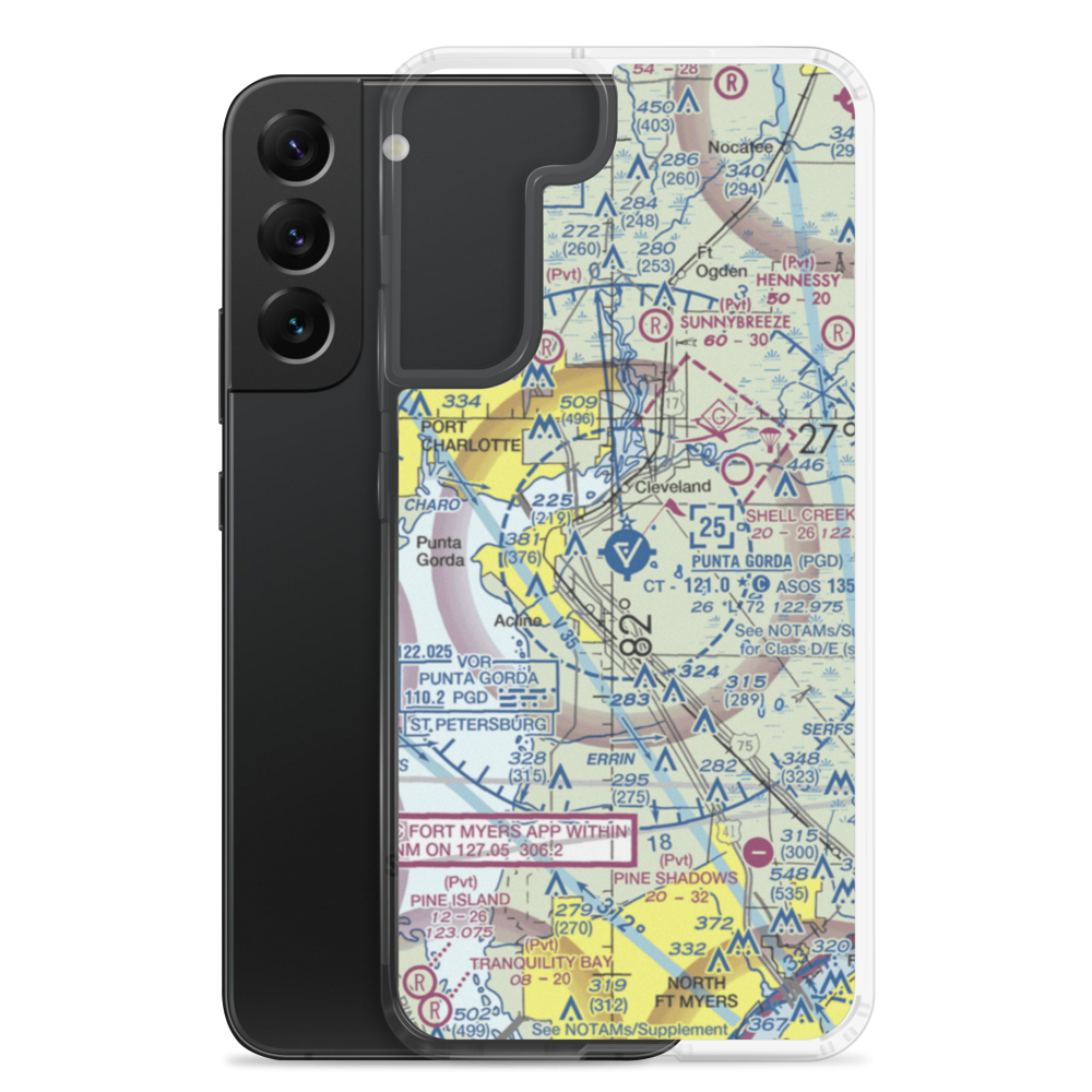 Charlotte County Airport (PGD) VFR Sectional Samsung Case Samsung Galaxy S22 Plus model shown