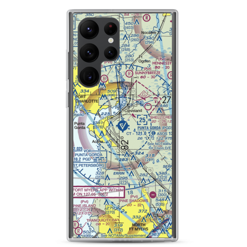 Charlotte County Airport (PGD) VFR Sectional Samsung Case Samsung Galaxy S22 Ultra model shown