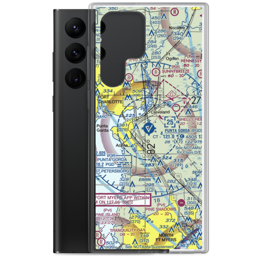 Charlotte County Airport (PGD) VFR Sectional Samsung Case Samsung Galaxy S22 Ultra model shown
