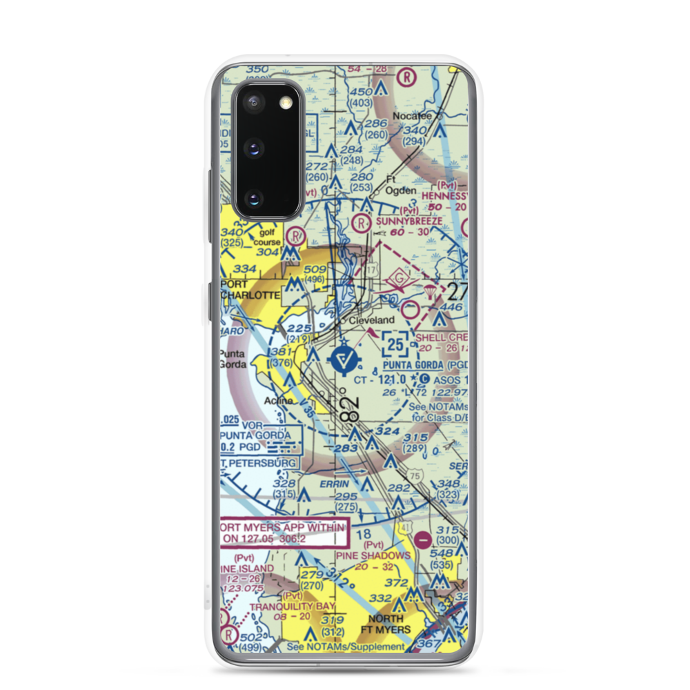 Charlotte County Airport (PGD) VFR Sectional Samsung Case Samsung Galaxy S20 model shown