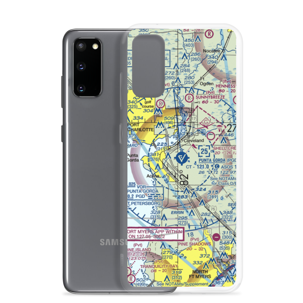 Charlotte County Airport (PGD) VFR Sectional Samsung Case Samsung Galaxy S20 model shown