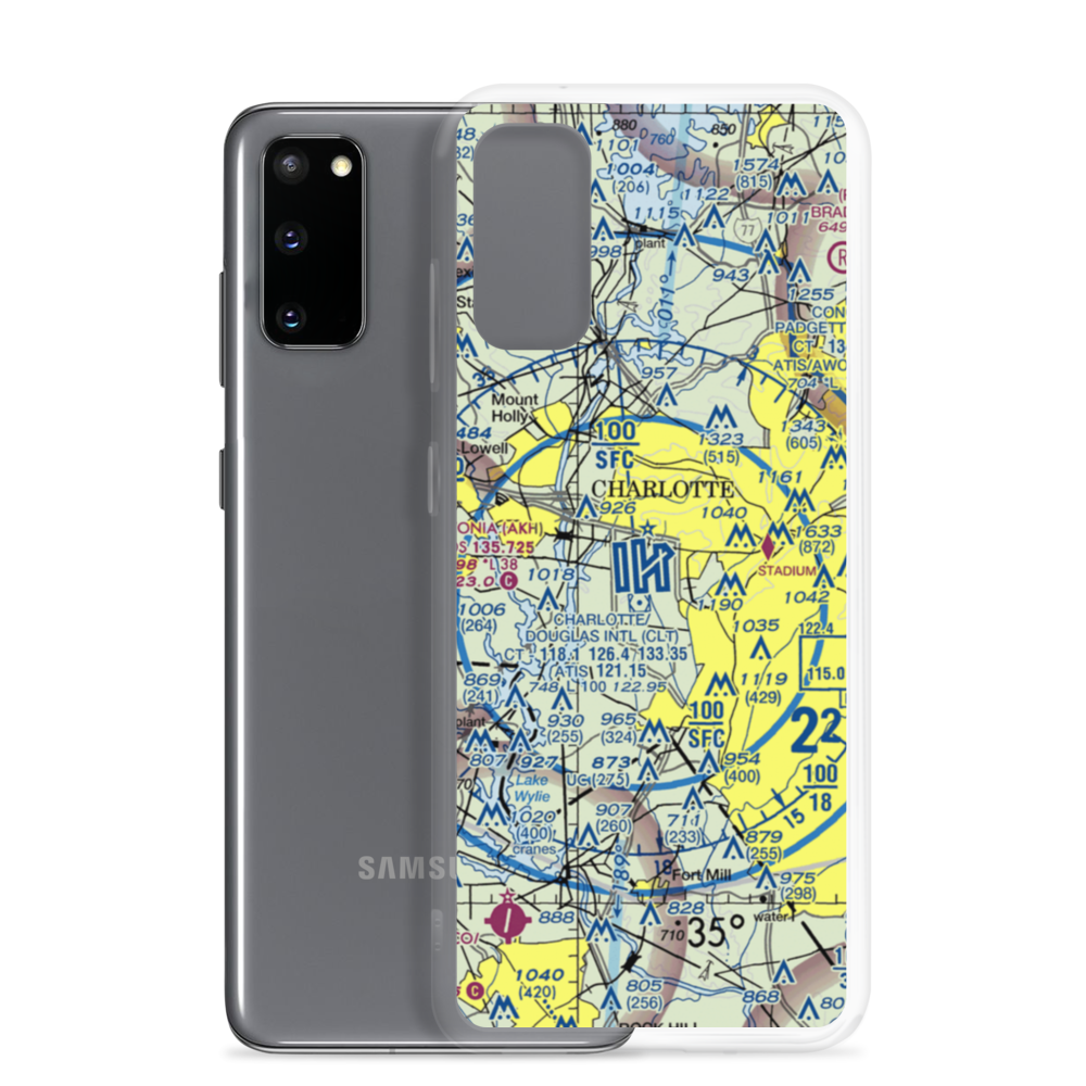 Charlotte Douglas International Airport (CLT) VFR Sectional Samsung Case Samsung Galaxy S20 model shown