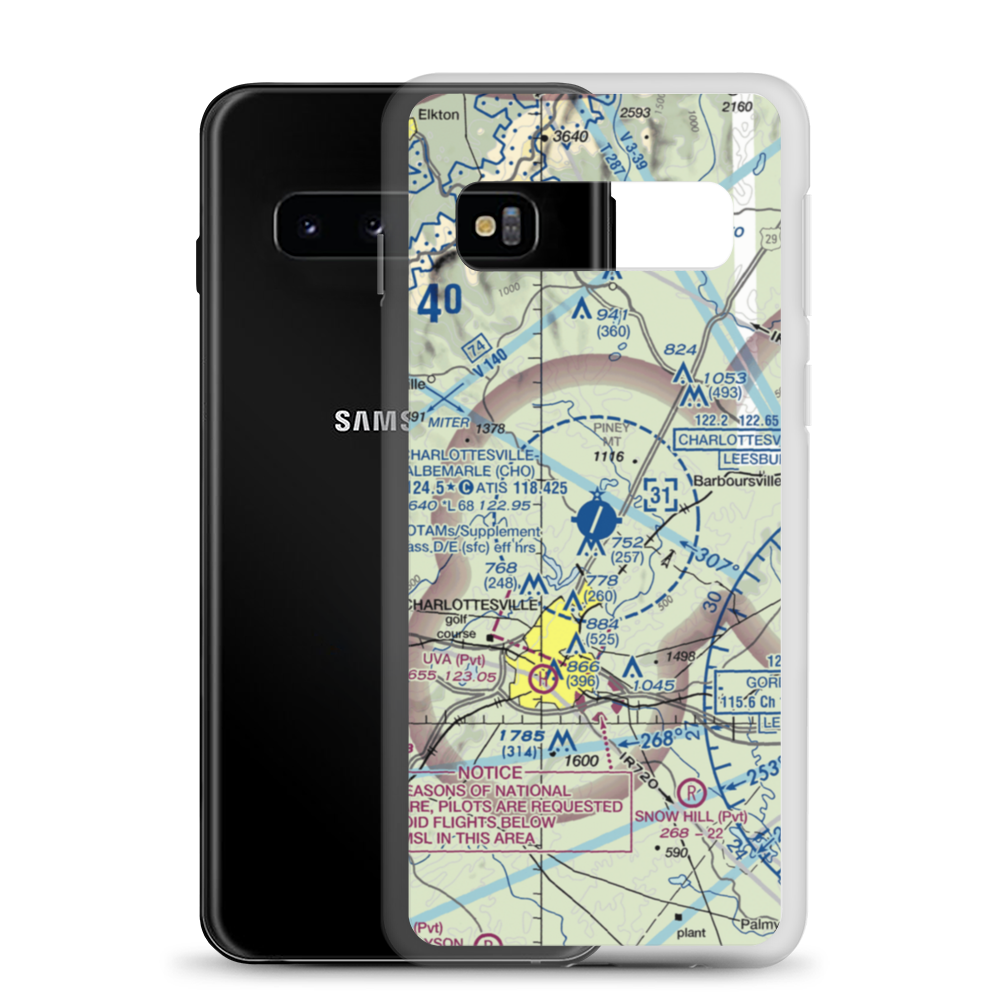 Charlottesville Albemarle Airport (CHO) VFR Sectional Samsung Case Samsung Galaxy S10 model shown