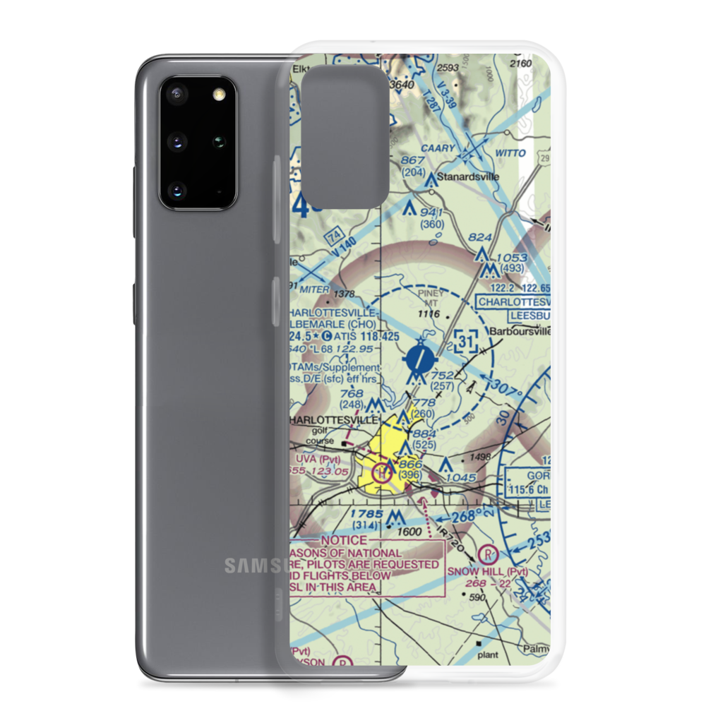 Charlottesville Albemarle Airport (CHO) VFR Sectional Samsung Case Samsung Galaxy S20 Plus model shown