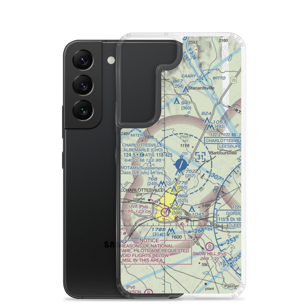 Charlottesville Albemarle Airport (CHO) VFR Sectional Samsung Case Samsung Galaxy S22 model shown