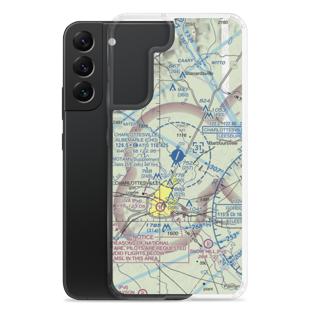 Charlottesville Albemarle Airport (CHO) VFR Sectional Samsung Case Samsung Galaxy S22 Plus model shown