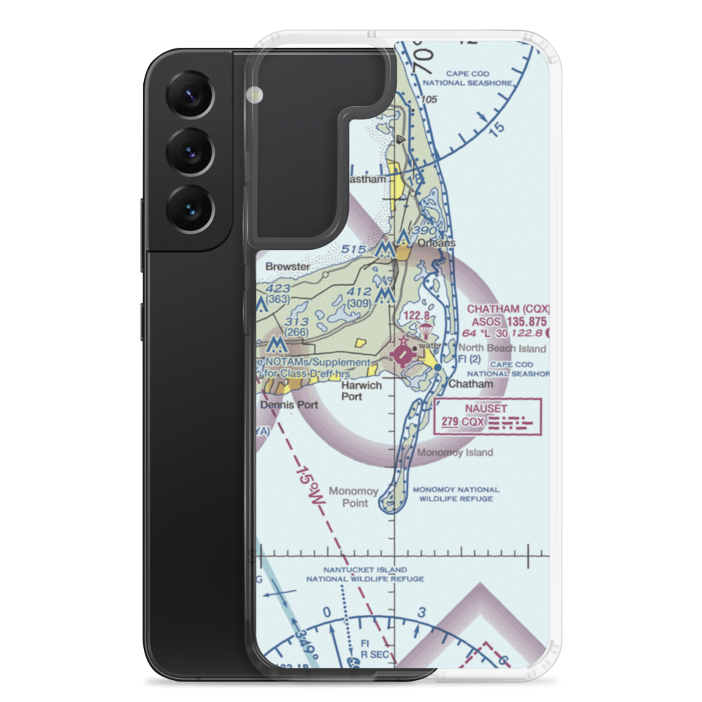 Chatham Municipal Airport (CQX) VFR Sectional Samsung Case Samsung Galaxy S22 Plus model shown