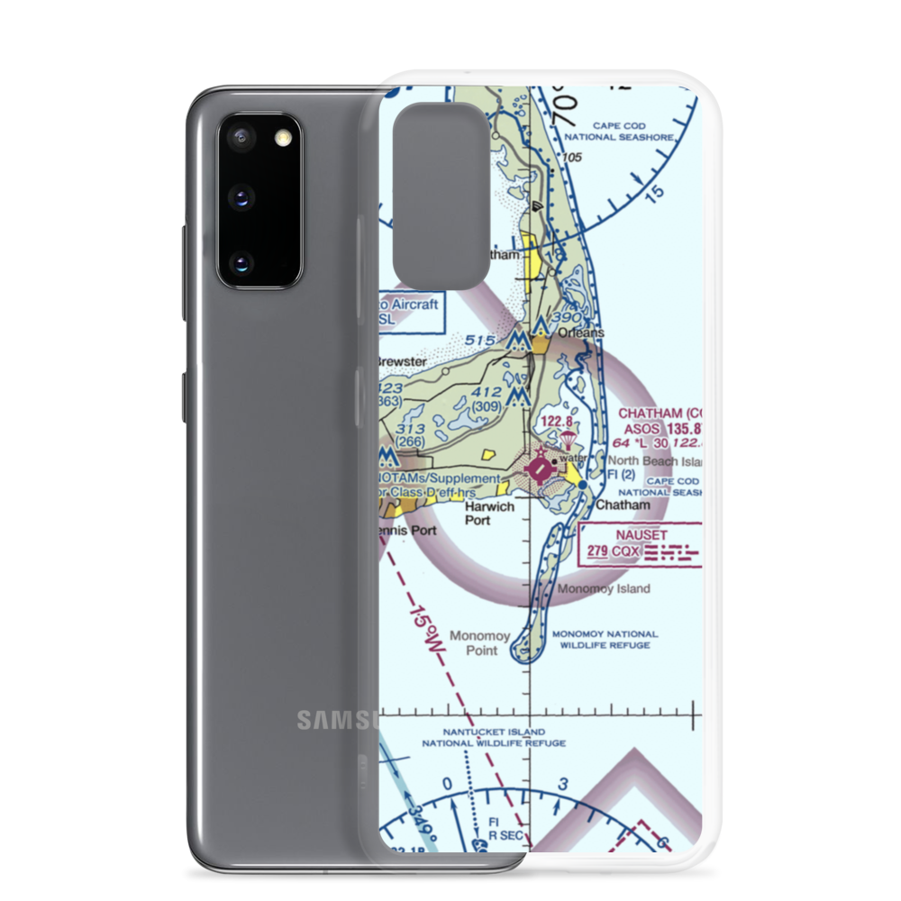 Chatham Municipal Airport (CQX) VFR Sectional Samsung Case Samsung Galaxy S20 model shown