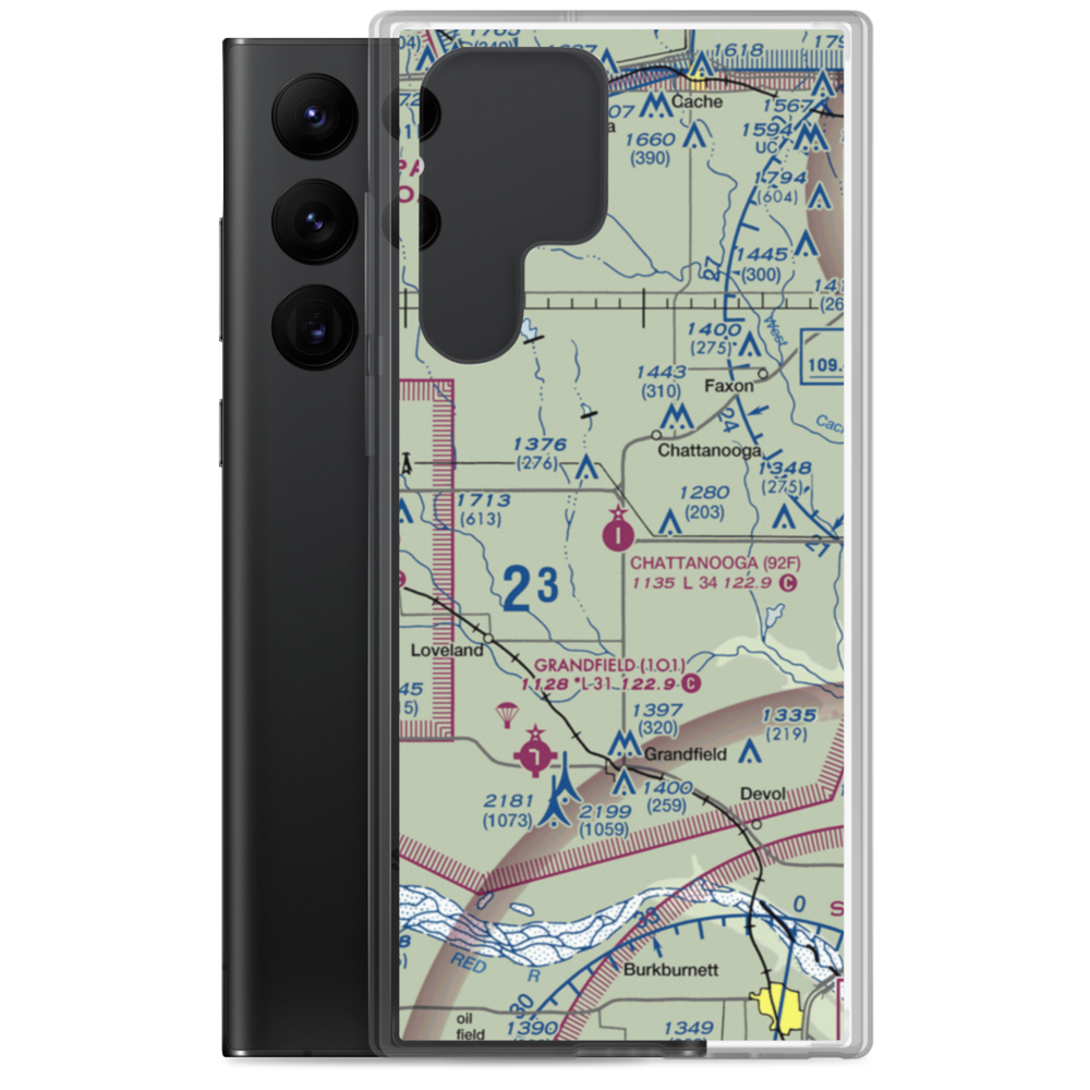 Chattanooga Sky Harbor Airport (92F) VFR Sectional Samsung Case Samsung Galaxy S22 Ultra model shown