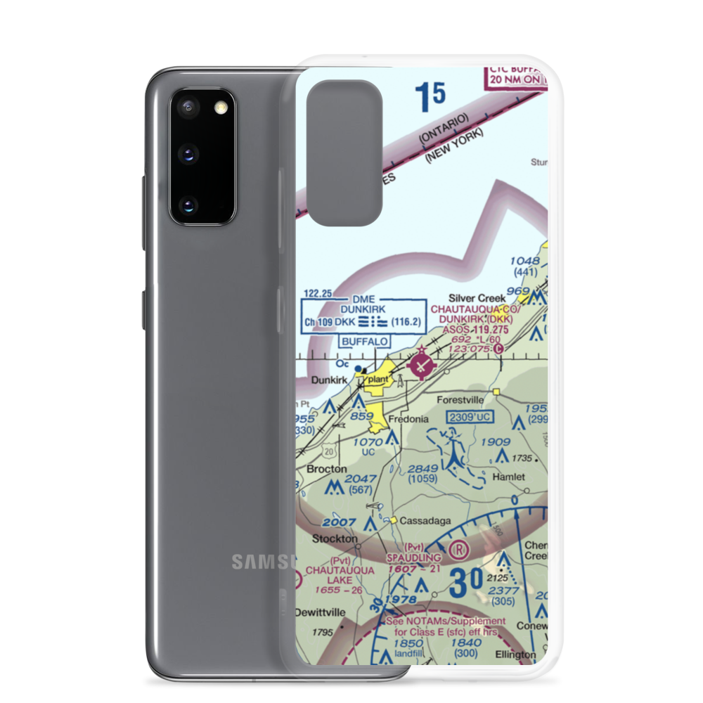 Chautauqua County-Dunkirk Airport (DKK) VFR Sectional Samsung Case Samsung Galaxy S20 model shown