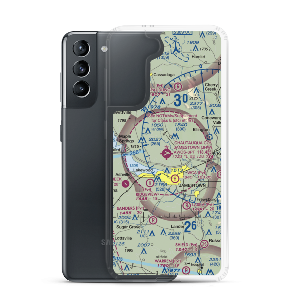 Chautauqua County-Jamestown Airport (JHW) VFR Sectional Samsung Case Samsung Galaxy S21 model shown