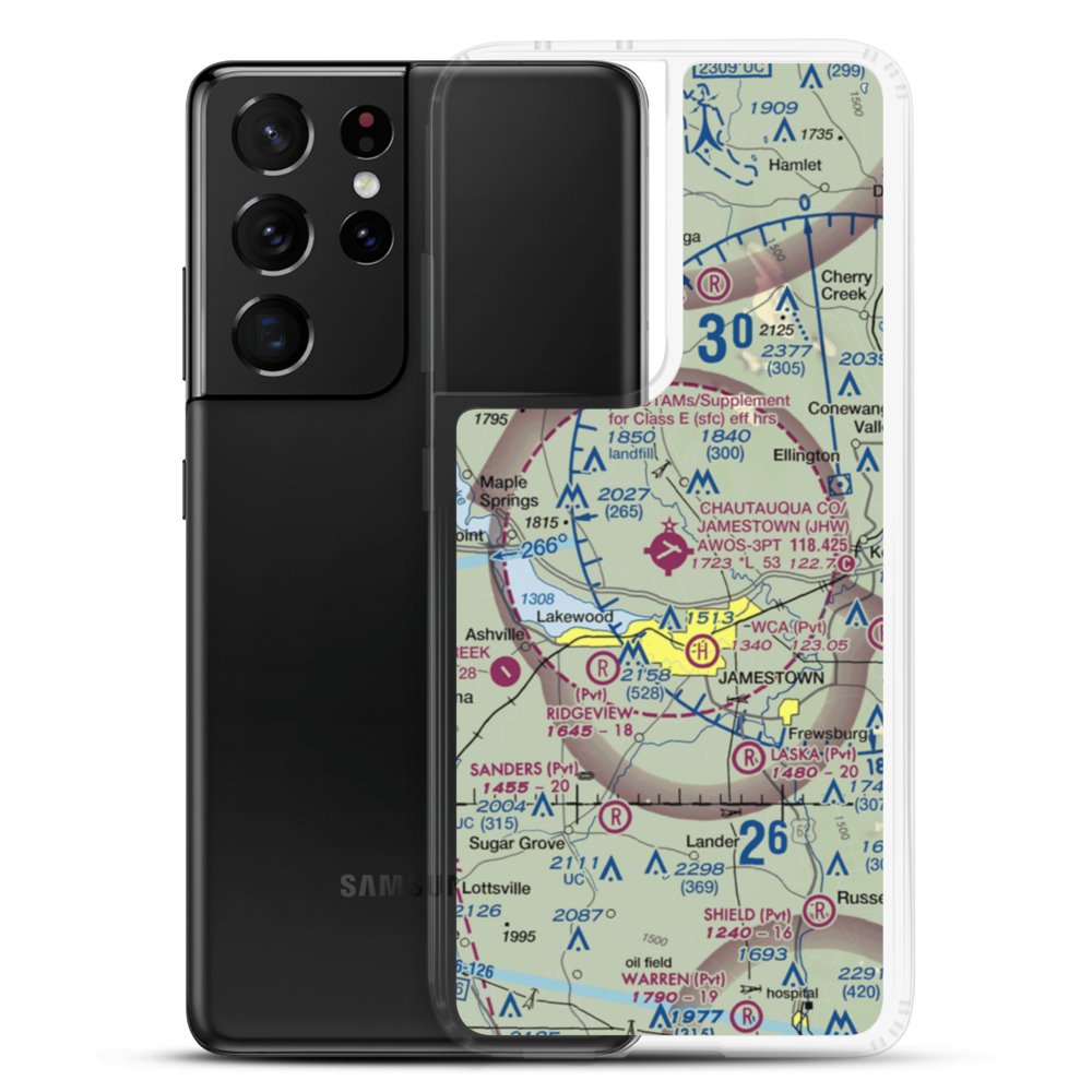 Chautauqua County-Jamestown Airport (JHW) VFR Sectional Samsung Case Samsung Galaxy S21 Ultra model shown