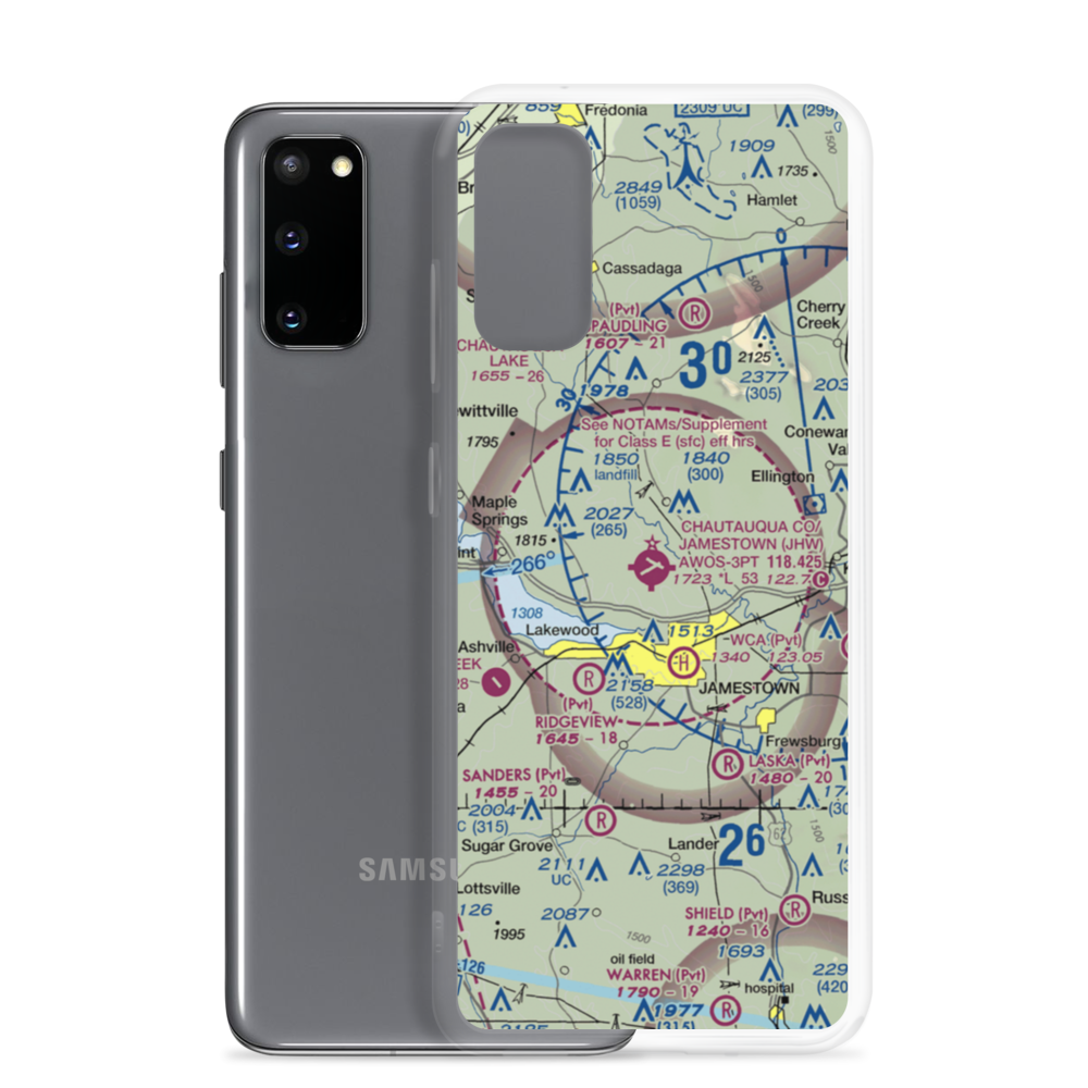 Chautauqua County-Jamestown Airport (JHW) VFR Sectional Samsung Case Samsung Galaxy S20 model shown