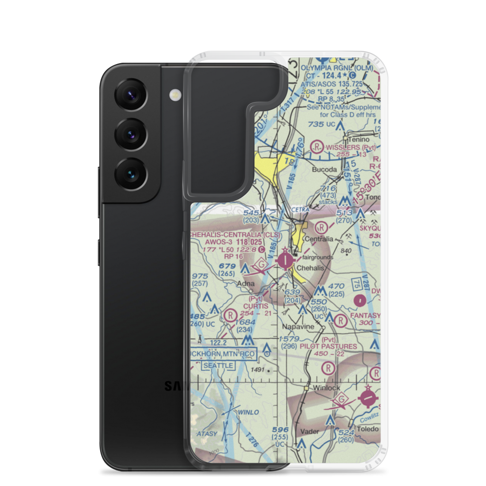 Chehalis Centralia Airport (CLS) VFR Sectional Samsung Case Samsung Galaxy S22 model shown