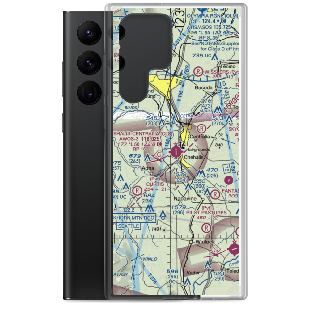 Chehalis Centralia Airport (CLS) VFR Sectional Samsung Case Samsung Galaxy S22 Ultra model shown