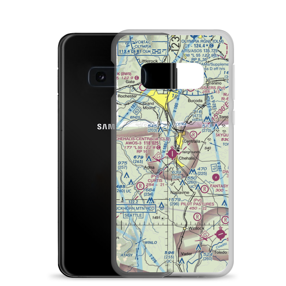 Chehalis Centralia Airport (CLS) VFR Sectional Samsung Case Samsung Galaxy S10e model shown