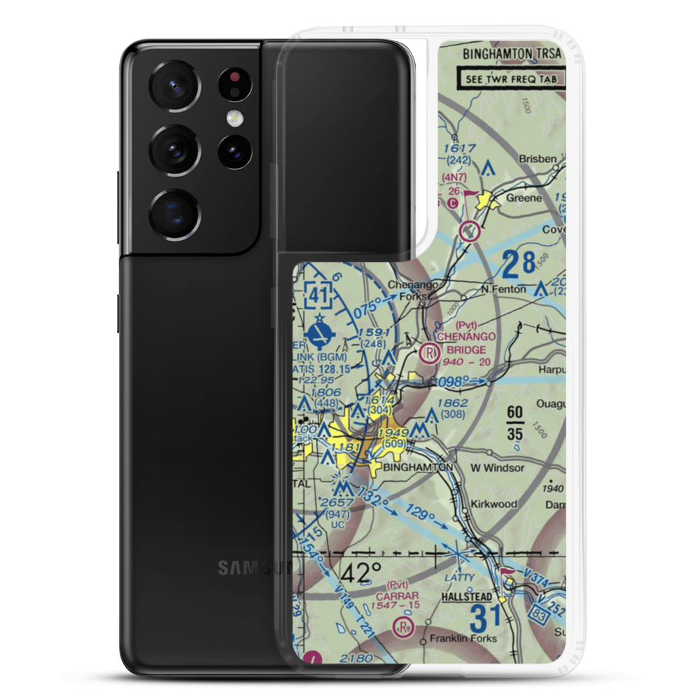 Chenango Bridge Airport (1NK8) VFR Sectional Samsung Case Samsung Galaxy S21 Ultra model shown
