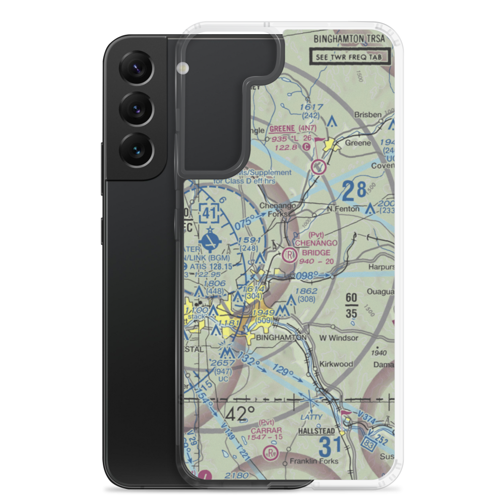 Chenango Bridge Airport (1NK8) VFR Sectional Samsung Case Samsung Galaxy S22 Plus model shown