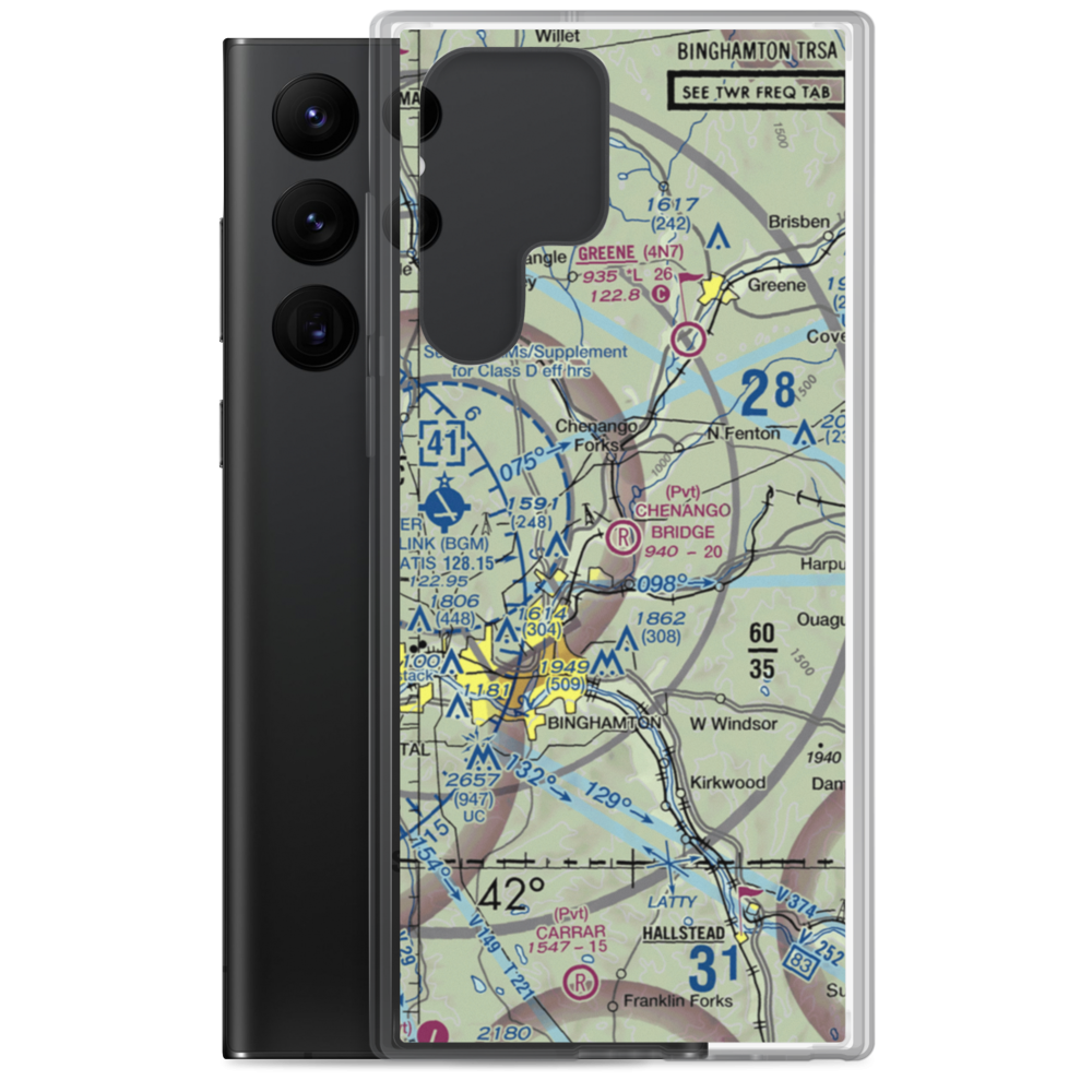 Chenango Bridge Airport (1NK8) VFR Sectional Samsung Case Samsung Galaxy S22 Ultra model shown