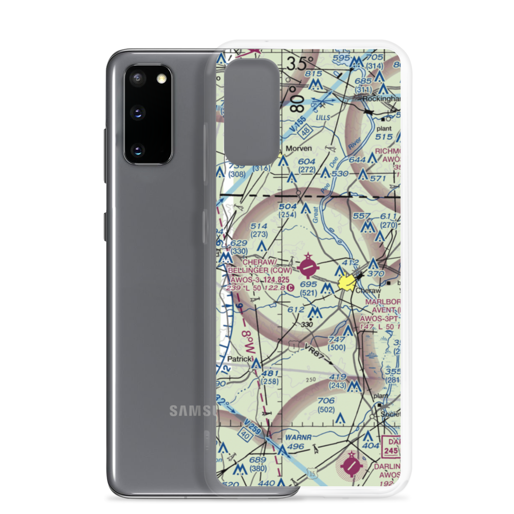 Cheraw Municipal Airport/Lynch Bellinger Field (CQW) VFR Sectional Samsung Case Samsung Galaxy S20 model shown