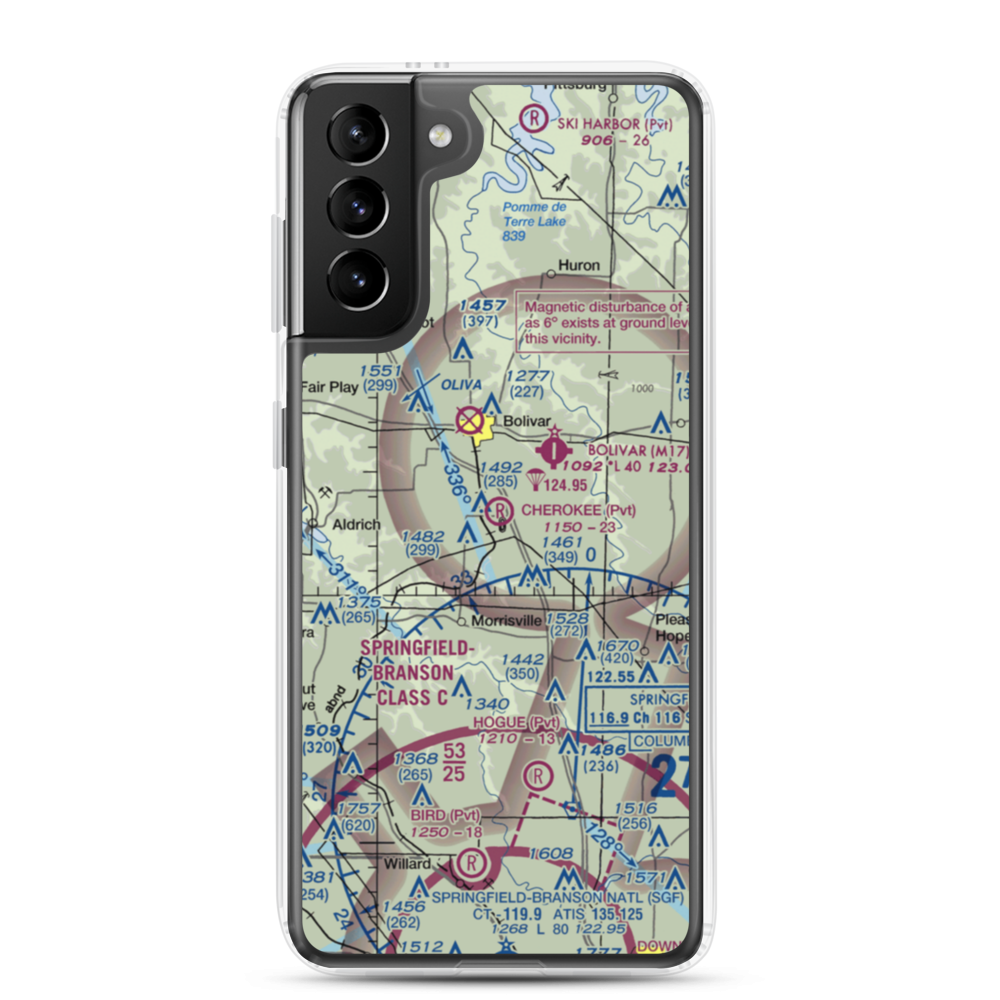 Cherokee Airpark (MU19) VFR Sectional Samsung Case Samsung Galaxy S21 Plus model shown