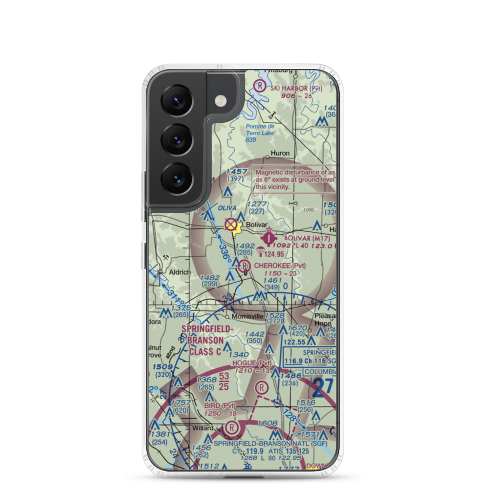 Cherokee Airpark (MU19) VFR Sectional Samsung Case Samsung Galaxy S22 model shown