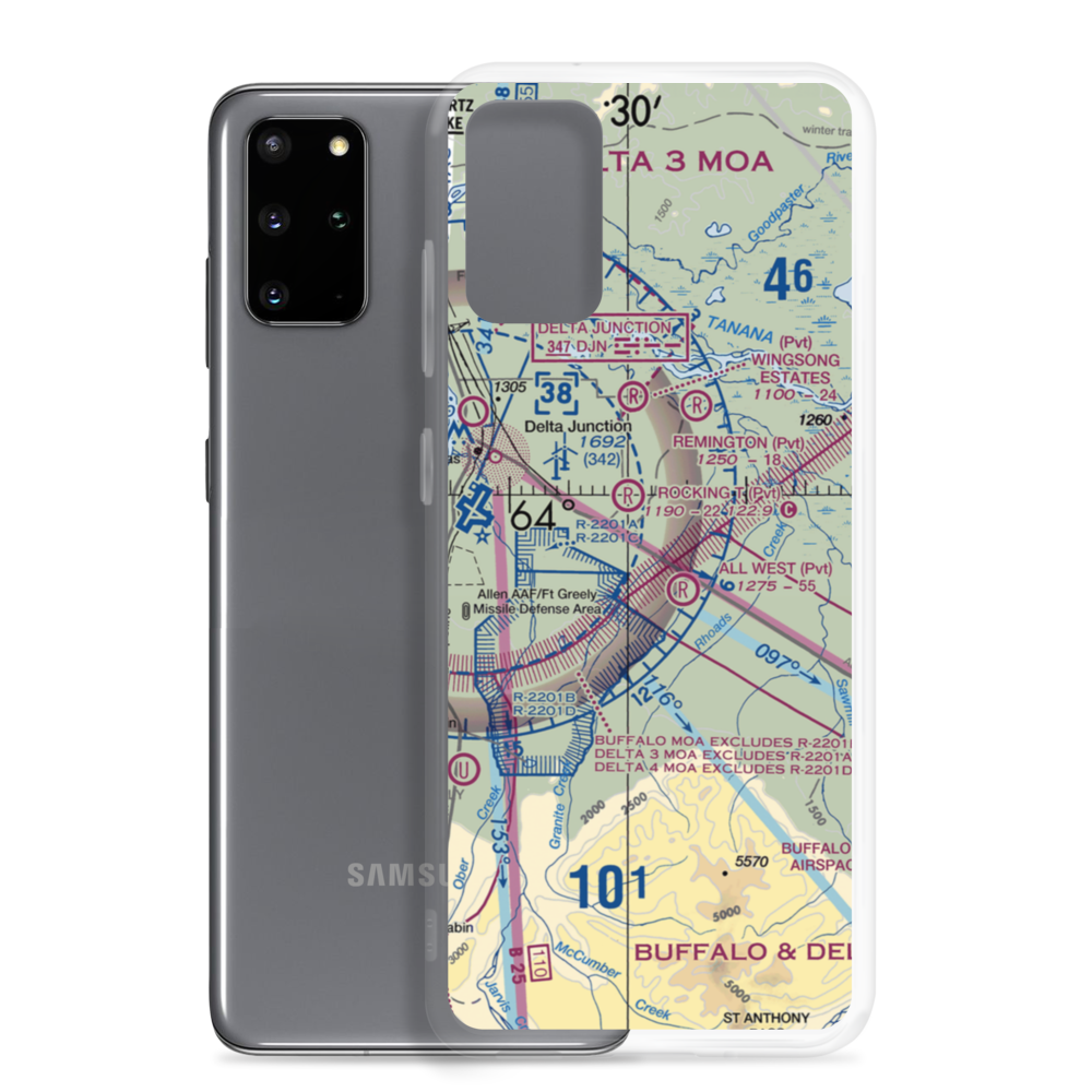 Cherokee Airport (45AK) VFR Sectional Samsung Case Samsung Galaxy S20 Plus model shown