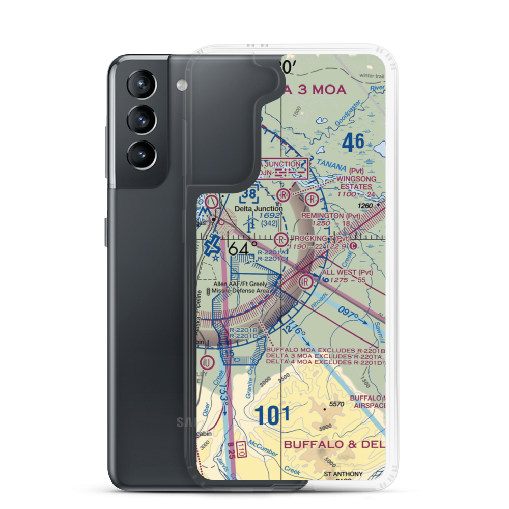 Cherokee Airport (45AK) VFR Sectional Samsung Case Samsung Galaxy S21 model shown