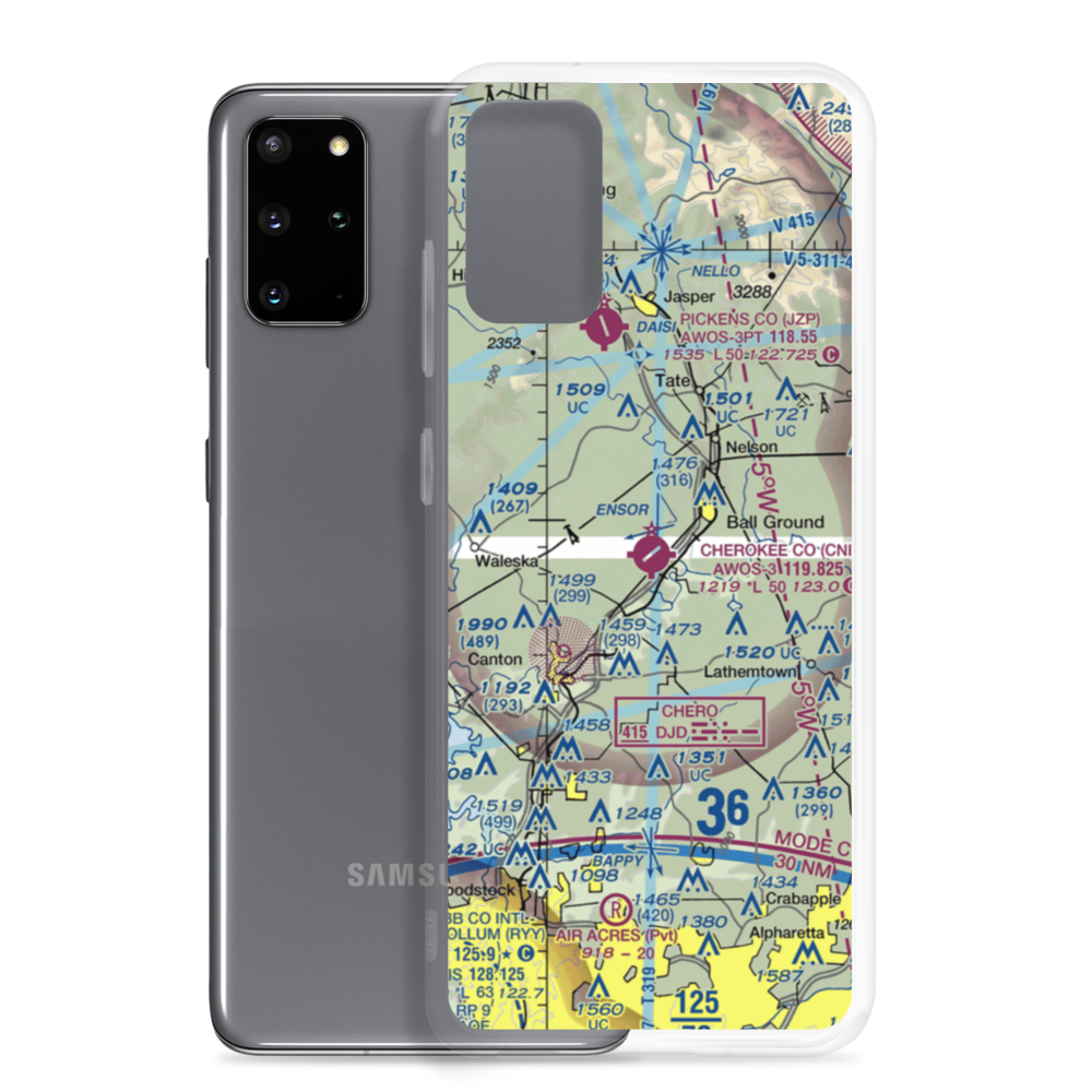 Cherokee County Airport (CNI) VFR Sectional Samsung Case Samsung Galaxy S20 Plus model shown
