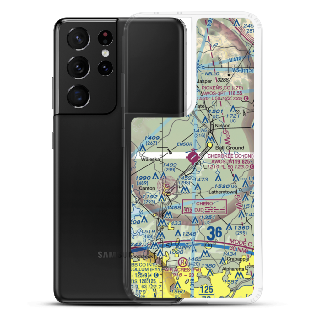 Cherokee County Airport (CNI) VFR Sectional Samsung Case Samsung Galaxy S21 Ultra model shown