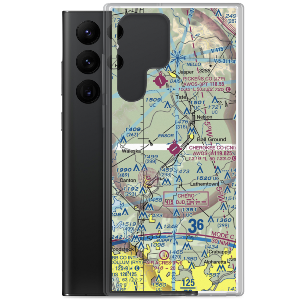 Cherokee County Airport (CNI) VFR Sectional Samsung Case Samsung Galaxy S22 Ultra model shown