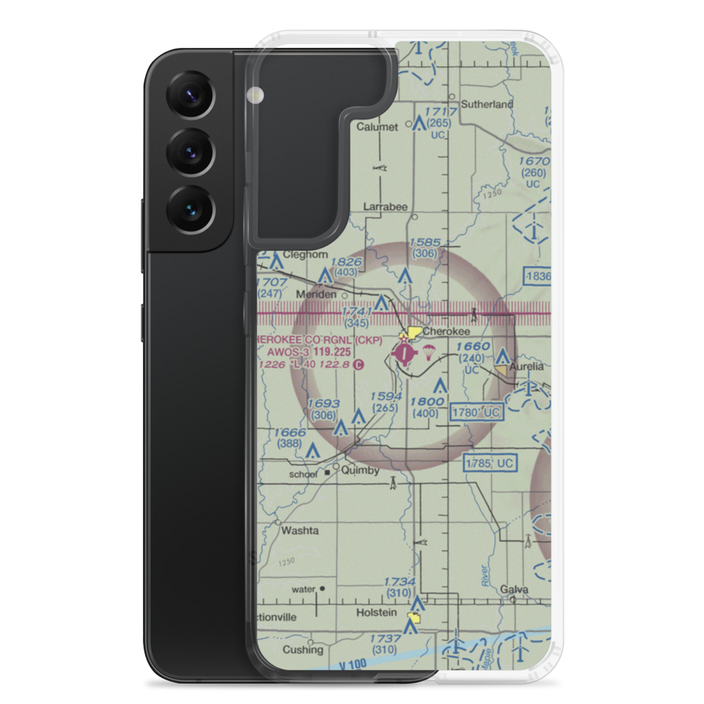 Cherokee County Regional Airport (CKP) VFR Sectional Samsung Case Samsung Galaxy S22 Plus model shown