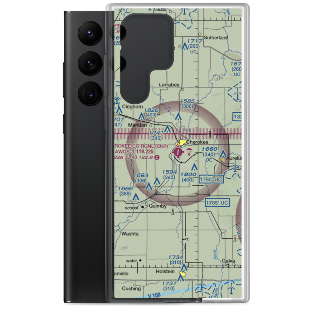Cherokee County Regional Airport (CKP) VFR Sectional Samsung Case Samsung Galaxy S22 Ultra model shown