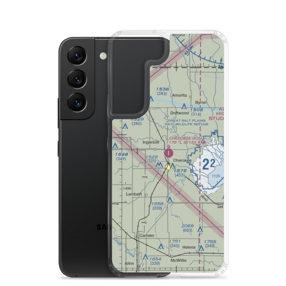 Cherokee Municipal Airport (4O5) VFR Sectional Samsung Case Samsung Galaxy S22 model shown