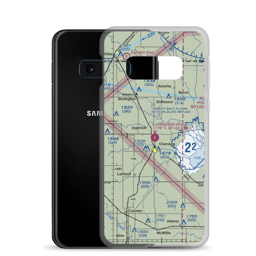 Cherokee Municipal Airport (4O5) VFR Sectional Samsung Case Samsung Galaxy S10e model shown