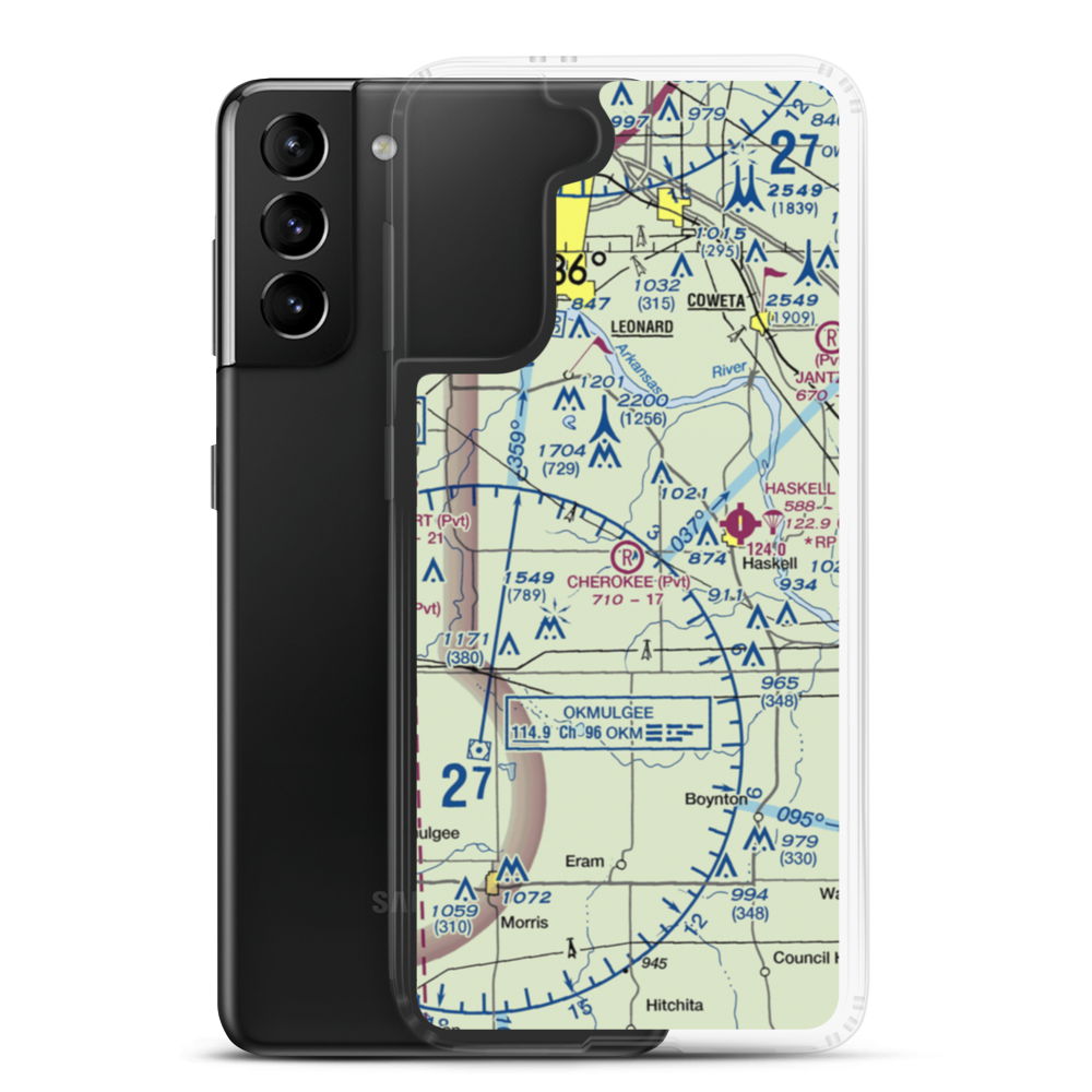 Cherokee Ranch Airport (OK25) VFR Sectional Samsung Case Samsung Galaxy S21 Plus model shown