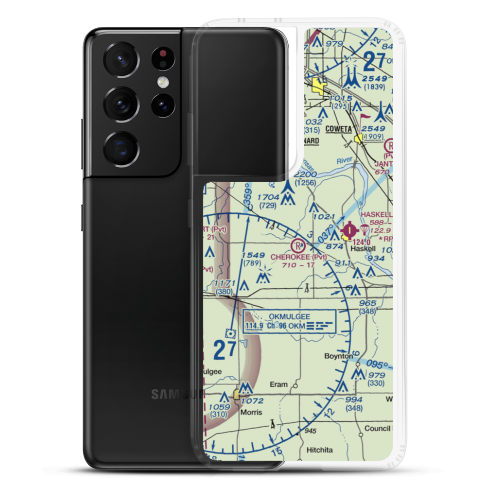 Cherokee Ranch Airport (OK25) VFR Sectional Samsung Case Samsung Galaxy S21 Ultra model shown