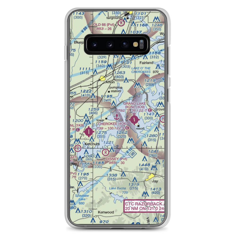 Cherokee Seaplane Base (4O6) VFR Sectional Samsung Case Samsung Galaxy S10+ model shown